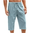 thumbnail image 1 of USNSM Men's Cotton Linen Cropped Pants Drawstring Sweatpants 3/4 Trouser Casual Beach Capri Pant Solid Knee Length Shorts Gray L, 1 of 5
