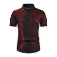 thumbnail image 1 of USNSM Men's Disco Shirt Sequins Short Sleeve Button Down Shirts 70s Party Dress Shirts Trendy Performance Clothes Red XXL, 1 of 7