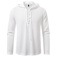 thumbnail image 1 of USNSM Men's Distressed Lace Up Hooded Shirts Vintage Design Long Sleeve Hoodie Pullover Drawstring Casual Shirts Top White S, 1 of 8