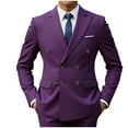 thumbnail image 1 of USNSM Men's Double Breasted Suit Blazer Slim Fit Solid Color Sport Coat Jacket for Business, Wedding, Prom, Formal Events Purple L, 1 of 3