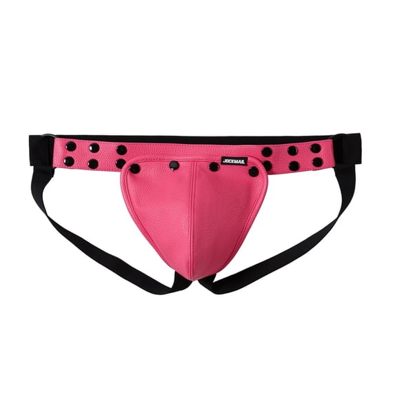 USNSM Men's Double Dungarees Sports Removable Large Pouch Adjustable Size Briefs Underpants Comfortable Breathable Briefs Underwear Pink Free Size