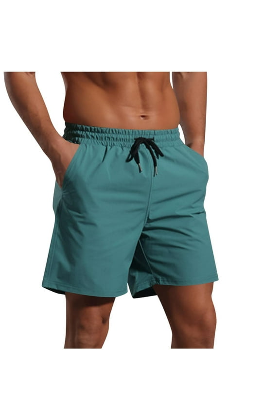 Men's Elastic Waist Lined Inner Mesh Workout Shorts 5'' Lightweight Quick Dry for Running Sports Athletic Gym with Pockets Green XL