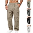 USNSM Men's Elastic Waist Twill Cargo Pants Button Fly Straight Leg ...