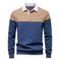 thumbnail image 1 of USNSM Men's Fall Shirts Casual Cotton Slim Fit Long Sleeve Shirt Patchwork Turndown Collared Work Golf Shirt Beige XXL, 1 of 9