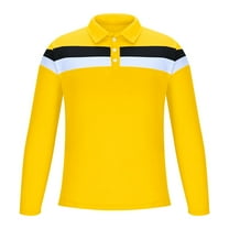 USNSM Men's Fall Winter Shirts Casual Cotton Slim Fit Long Sleeve Lapel Button Up Shirt Patchwork Collared Work Golf Shirt Yellow S