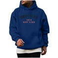 thumbnail image 1 of USNSM Men's Fashion BROOKLYN 1898 NEW YORK Letter Printed Hoodie Casual Hispter Sport Pullover Tops Long Sleeve Drawstring Hooded Sweatshirt with Pocket Blue 2XL, 1 of 5