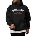 thumbnail image 1 of USNSM Men's Fashion BROOKLYN 1898 NEW YORK Letter Printed Hoodie Casual Hispter Sport Pullover Tops Long Sleeve Drawstring Hooded Sweatshirt with Pocket Black L, 1 of 4