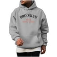 thumbnail image 1 of USNSM Men's Fashion BROOKLYN 1898 NEW YORK Letter Printed Hoodie Casual Hispter Sport Pullover Tops Long Sleeve Drawstring Hooded Sweatshirt with Pocket Gray M, 1 of 5