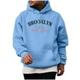 thumbnail image 1 of USNSM Men's Fashion BROOKLYN 1898 NEW YORK Letter Printed Hoodie Casual Hispter Sport Pullover Tops Long Sleeve Drawstring Hooded Sweatshirt with Pocket Sky Blue M, 1 of 5