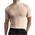 thumbnail image 1 of USNSM Men's Fashion Shirts Short Sleeve Mock Turtleneck T-Shirts Soft Breathable Comfortable Casual Undershirt Tops Beige M, 1 of 9