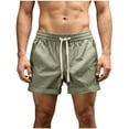 thumbnail image 1 of USNSM Men's Fashion Shorts 5 Inch Inseam Drawstring Elastic Waist Lightweight Casual Summer Beach Shorts with Pockets Green M, 1 of 8