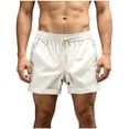 thumbnail image 1 of USNSM Men's Fashion Shorts 5 Inch Inseam Drawstring Elastic Waist Lightweight Casual Summer Beach Shorts with Pockets White XXL, 1 of 4