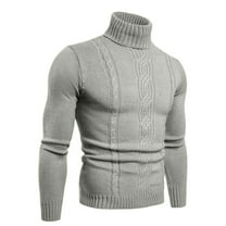 USNSM Men's Fashion Slim Fit Twist Textured Knitting Sweater Casual Thermal Base Shirt Turtleneck Long Sleeve Pullover Tops Gray 2XL