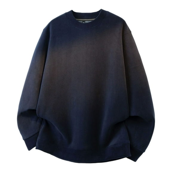 USNSM Men's Fleece Crewneck Sweatshirt Thick Loose Fit Soft Basic Pullover Sweatshirt Casual Fashion Long Sleeved Shirts Blue XXL