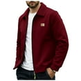 thumbnail image 1 of USNSM Men's Fleece Lined Jacket Casual Solid Color Warm Full Zip Up Thick Jacket Outwear Winter Long Sleeve Coat Jacket with Pocket Red M, 1 of 7