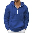 thumbnail image 1 of USNSM Men's Fleece Winter Hoodies 1/4 Zip Pullover Oversized Long Sleeve Sweatshirts Drawstring Hooded Jacket With Pockets Blue XL, 1 of 8