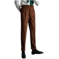 thumbnail image 1 of USNSM Men's Formal Business Dress Pants Urban Stylish High Rise Buckle Suit Pants Pleat Front Straight Leg Trousers with Pockets Brown XL, 1 of 8
