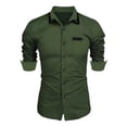 thumbnail image 1 of USNSM Men's Formal Business Dress Shirt Urban Stylish Slim Fit Long Sleeve Shirt Turndown Collar Button up Tops Army Green L, 1 of 2