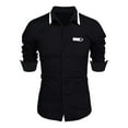 thumbnail image 1 of USNSM Men's Formal Business Dress Shirt Urban Stylish Slim Fit Long Sleeve Shirt Turndown Collar Button up Tops Black XL, 1 of 2