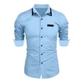 thumbnail image 1 of USNSM Men's Formal Business Dress Shirt Urban Stylish Slim Fit Long Sleeve Shirt Turndown Collar Button up Tops Sky Blue L, 1 of 4