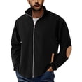 thumbnail image 1 of USNSM Men's Full Zip Cardigan Sweaters Vintage Casual Solid Color Long Sleeved Stand Collar Cardigan Slim Fit Knitted Sweater Coat Black M, 1 of 7