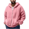 thumbnail image 1 of USNSM Men's Fuzzy Sherpa Hoodie Sweatshirt Long Sleeve Full Zip Soft Fleece Jackets Warm Winter Hooded Outwear Pink XXXXL, 1 of 5
