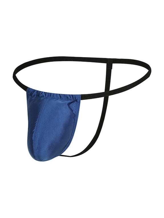 Men's G-strings Underwear Low Rise Convex Pouch T-back Thongs Briefs Lingerie Blue M