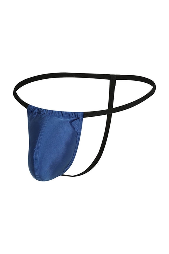 Men's G-strings Underwear Low Rise Convex Pouch T-back Thongs Briefs Lingerie Blue M