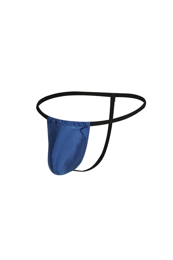 Men's G-strings Underwear Low Rise Convex Pouch T-back Thongs Briefs Lingerie Blue XL