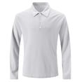 thumbnail image 1 of USNSM Men's Golf Shirt Casual Athletic Slim Fit Solid Pullover Tops Turndown Collar Button Long Sleeve T-Shirt White XL, 1 of 5