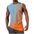 thumbnail image 1 of USNSM Men's Gradient Print Tank Top Summer Casual Sleeveless Crew Neck Fitness Tee Shirts Lightweight Gym Running Undershirts Orange S, 1 of 5
