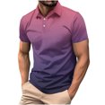 thumbnail image 1 of USNSM Men's Gradient Printed Button Down Shirt Cotton Short Sleeve T Shirt Moisture Wicking Tee Shirt Lapel Lightweight Summer Tops Purple XXL, 1 of 6
