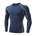 thumbnail image 1 of USNSM Men's Gym Workout Long Sleeve Round Neck T Shirt Fitness Sports Muscle Shirts Long Sleeved Casual Tight Running Athletic Tee Navy XXL, 1 of 7