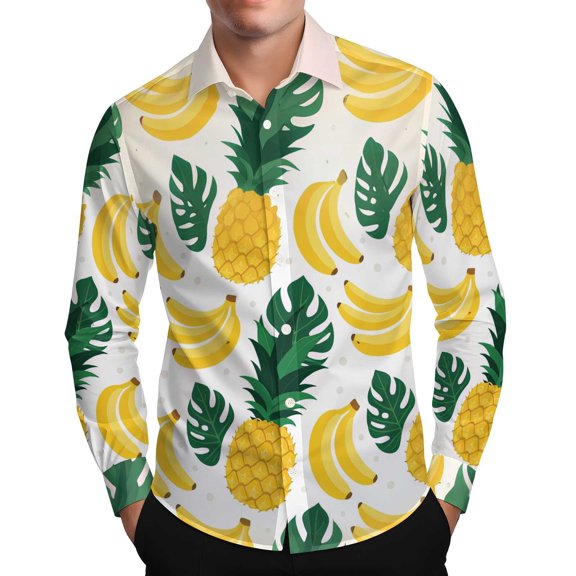 USNSM Men's Hawaiian Shirt Long Sleeve Tropical Vacation Button Down Beach Floral Print Party Blouse Shirts Multicolor XL