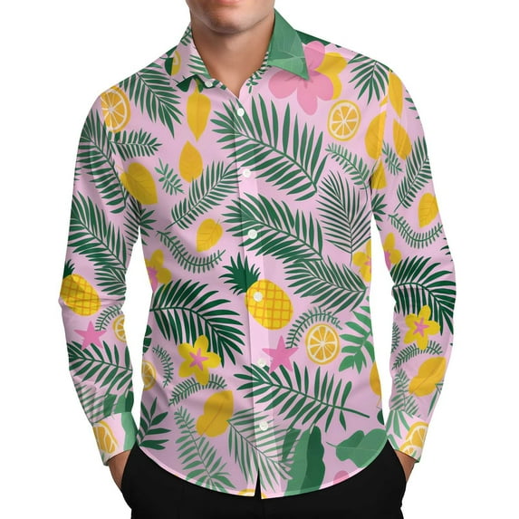 USNSM Men's Hawaiian Shirt Long Sleeve Tropical Vacation Button Down Beach Floral Print Party Blouse Shirts Multicolor XXL