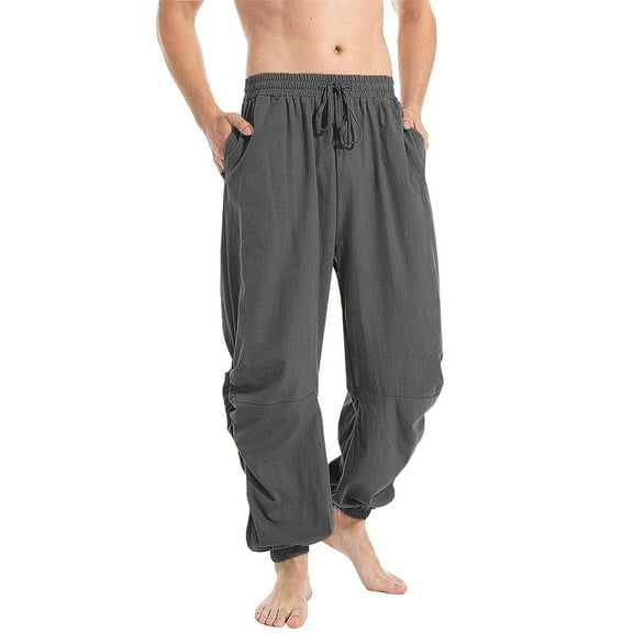 USNSM Men's Heavyweight Solid Color Cargo Sweatpants Baggy Sweat Pants with Pockets Elastic Waist Drawstring Joggers Trousers Gray XXL