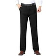 thumbnail image 1 of USNSM Men's High Waist Straight Slacks Expandable Waist Comfort Straight Pants No Iron Business Casual Classic Fit Pants Black XXL, 1 of 6