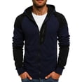 thumbnail image 1 of USNSM Men's Hoodies Lightweight Fleece Lined Sweatshirt Long Sleeve Sportwear Casual Patchwork Track Jackets Pockets Blue M, 1 of 6