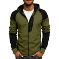 thumbnail image 1 of USNSM Men's Hoodies Lightweight Fleece Lined Sweatshirt Long Sleeve Sportwear Casual Patchwork Track Jackets Pockets Green L, 1 of 6