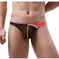 thumbnail image 1 of USNSM Men's Ice Silk Bikini Low Rise Breathable Soft Briefs Underwear Solid Patchwork Triangular Underwear Coffee L, 1 of 6
