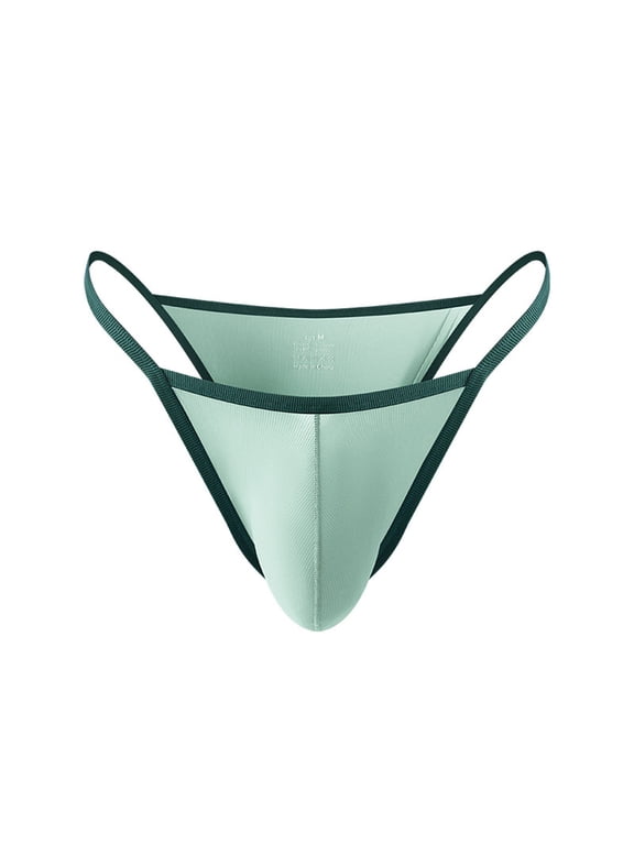 Men's Ice Silk Bulge Pouch Breathable Comfortable Mesh Stretch Low Waist Solid Color Underwear Triangle Briefs Underpanties Green S