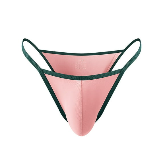 USNSM Men's Ice Silk Bulge Pouch Breathable Comfortable Mesh Stretch Low Waist Solid Color Underwear Triangle Briefs Underpanties Pink M