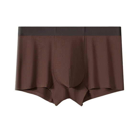 USNSM Men's Ice Silk Soft Breathable Underwear Ultra-Thin Simple Traceless Boxer Brief Brown XXL