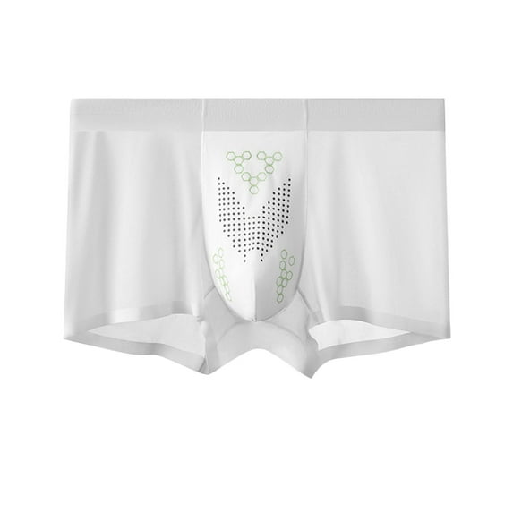 USNSM Men's Ice Silk Soft Breathable Underwear Ultra-Thin Simple Traceless Boxer Brief White XXXL