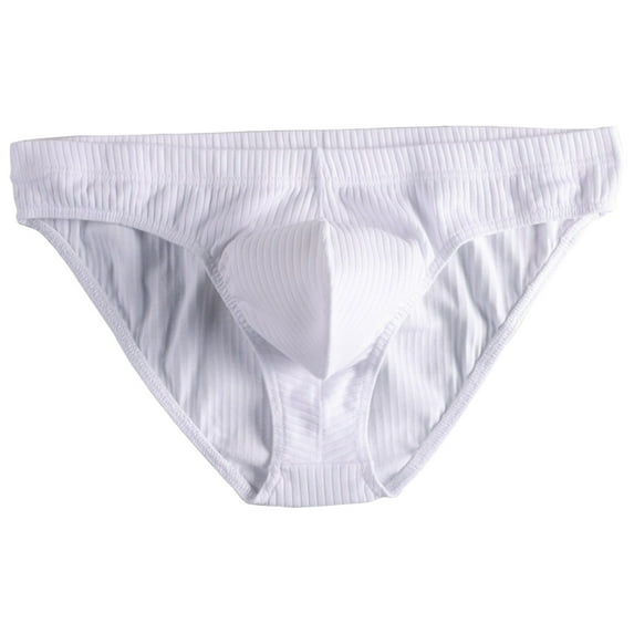 USNSM Men's Ice Silk Triangle Panties Solid Color Low Waist Bulge Pouch Hip Half Soft Breathable Bikini Briefs White L