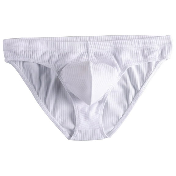 USNSM Men's Ice Silk Triangle Panties Solid Color Low Waist Bulge Pouch Hip Half Soft Breathable Bikini Briefs White XL