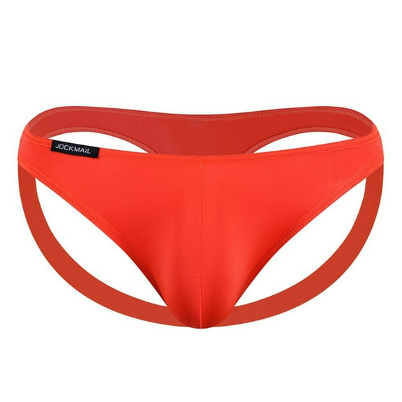 USNSM Men's Ice Silk Ultra-thin Semi-transparent Mens Breathable Comfortable Triangle Pants Bikini Single Thong Underwear Orange XXL
