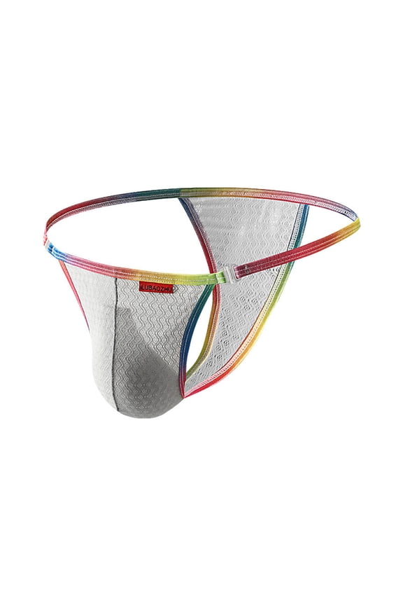 Men's Ice Silk Underwear With Pouch G-Strings Thongs Breathable Underwear Summer Bottoms Lingerie Gray L