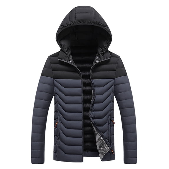 USNSM Men's Insulated Lightweight Puffer Jacket Color Blocked Winter Warm Coat Quilted Water Resistant Packable Hiking Camping Gray XXL