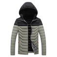 thumbnail image 1 of USNSM Men's Insulated Lightweight Puffer Jacket Color Blocked Winter Warm Coat Quilted Water Resistant Packable Hiking Camping Green XL, 1 of 3